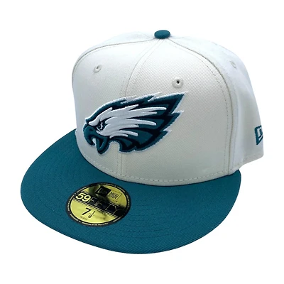 Philadelphia Eagles Cream Two Tone Pro Image Sports Exclusive Chrome Collection New Era 59FIFTY Fitted Hat