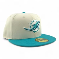 Miami Dolphins Cream Two Tone Pro Image Sports Exclusive Chrome Collection New Era 59FIFTY Fitted Hat