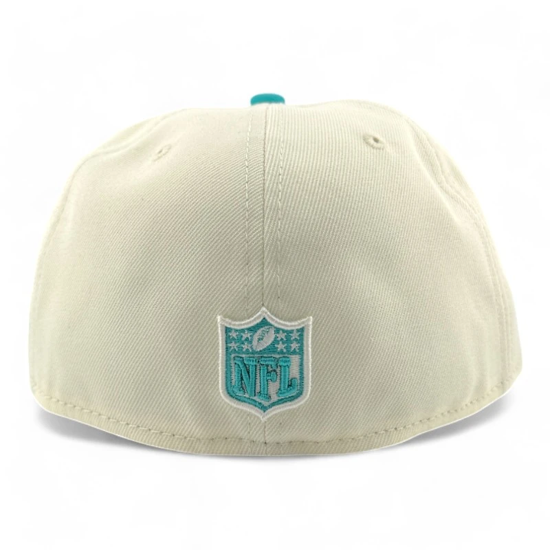 Miami Dolphins Cream Two Tone Pro Image Sports Exclusive Chrome Collection New Era 59FIFTY Fitted Hat