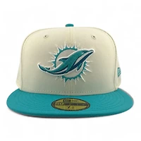 Miami Dolphins Cream Two Tone Pro Image Sports Exclusive Chrome Collection New Era 59FIFTY Fitted Hat