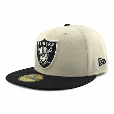 Las Vegas Raiders Cream Two Tone Pro Image Sports Exclusive Chrome Collection New Era 59FIFTY Fitted Hat
