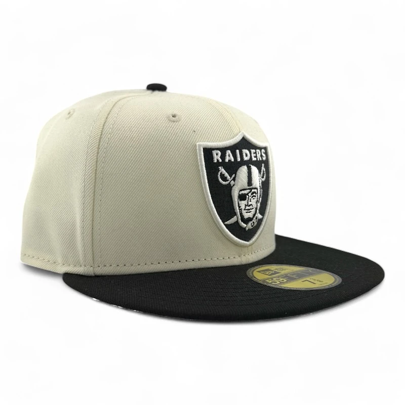 Las Vegas Raiders Cream Two Tone Pro Image Sports Exclusive Chrome Collection New Era 59FIFTY Fitted Hat