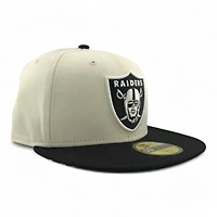 Las Vegas Raiders Cream Two Tone Pro Image Sports Exclusive Chrome Collection New Era 59FIFTY Fitted Hat