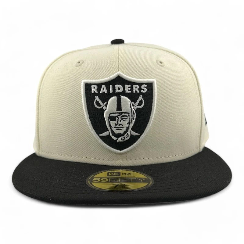 Las Vegas Raiders Cream Two Tone Pro Image Sports Exclusive Chrome Collection New Era 59FIFTY Fitted Hat