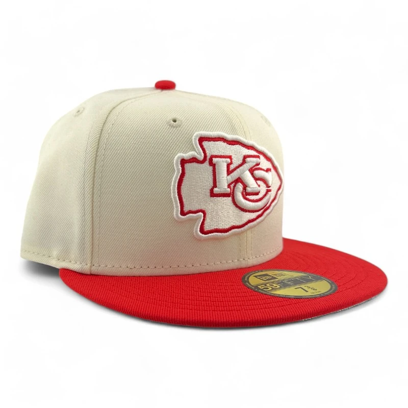 Kansas City Chiefs Cream Two Tone Pro Image Sports Exclusive Chrome Collection New Era 59FIFTY Fitted Hat