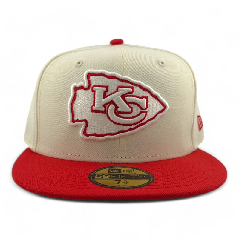 Kansas City Chiefs Cream Two Tone Pro Image Sports Exclusive Chrome Collection New Era 59FIFTY Fitted Hat