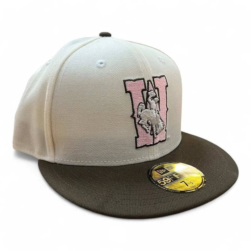 Wyoming Cowboys Chrome and Brown with Pink UV NCAA New Era 59FIFTY Fitted Hat