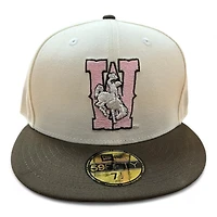 Wyoming Cowboys Chrome and Brown with Pink UV NCAA New Era 59FIFTY Fitted Hat