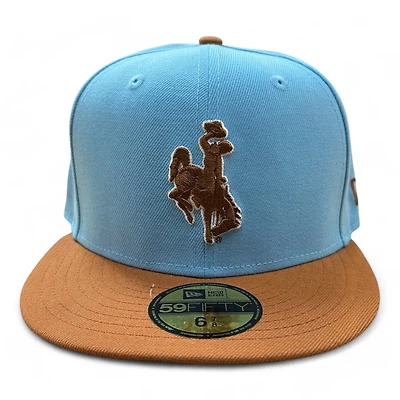 Wyoming Cowboys Light Blue and Brown Two Tone NCAA New Era 59FIFTY Fitted Hat