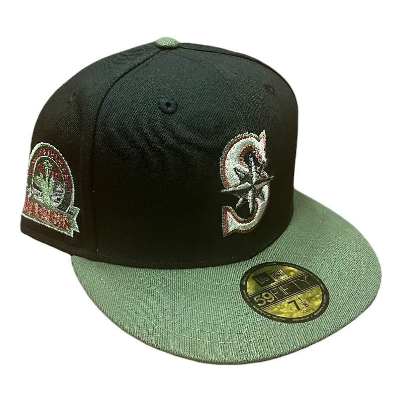 Seattle Mariners Black and Olive 30th Anni Patch Gray UV New Era 59FIFTY Fitted Hat
