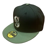 Seattle Mariners Black and Olive 30th Anni Patch Gray UV New Era 59FIFTY Fitted Hat