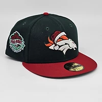 Denver Broncos Dark Green and Red Santa Hat Leon the Lab 2000 Pro Bowl Patch UV 59FIFTY Fitted