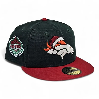 Denver Broncos Dark Green and Red Santa Hat Leon the Lab 2000 Pro Bowl Patch UV 59FIFTY Fitted