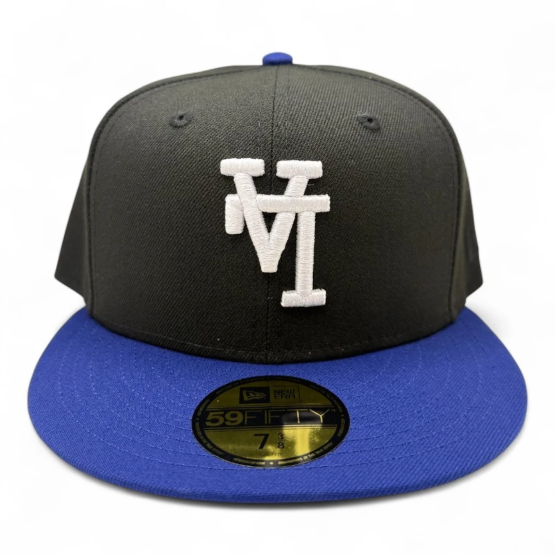 Los Angeles Dodgers Black and Royal Blue Upside Down LA Gray UV 59FIFTY Fitted Hat