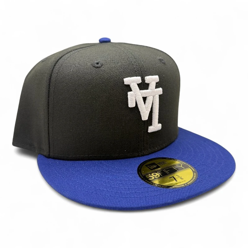 Los Angeles Dodgers Black and Royal Blue Upside Down LA Gray UV 59FIFTY Fitted Hat