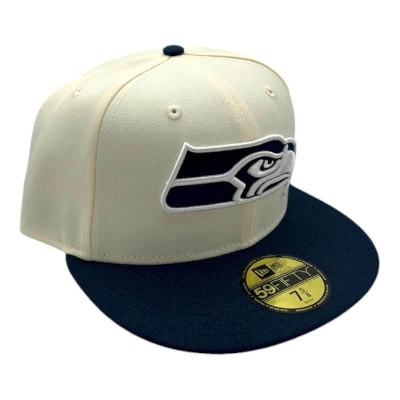Seattle Seahawks Cream Two Tone Pro Image Sports Exclusive Chrome Collection New Era 59FIFTY Fitted Hat