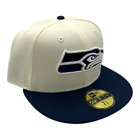 Seattle Seahawks Cream Two Tone Pro Image Sports Exclusive Chrome Collection New Era 59FIFTY Fitted Hat