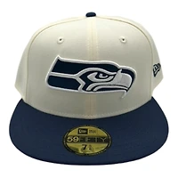 Seattle Seahawks Cream Two Tone Pro Image Sports Exclusive Chrome Collection New Era 59FIFTY Fitted Hat