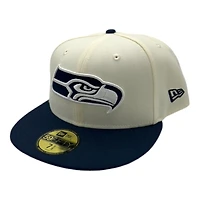 Seattle Seahawks Cream Two Tone Pro Image Sports Exclusive Chrome Collection New Era 59FIFTY Fitted Hat