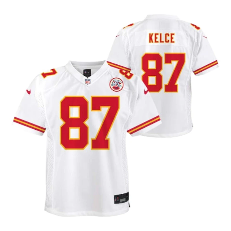 Youth Kansas City Chiefs Travis Kelce White Nike Game Jersey