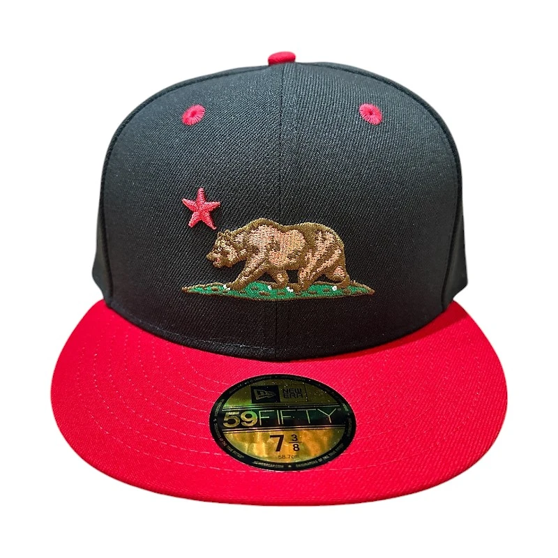California Republic Black and Red Gray UV New Era 59FIFTY Fitted Hat