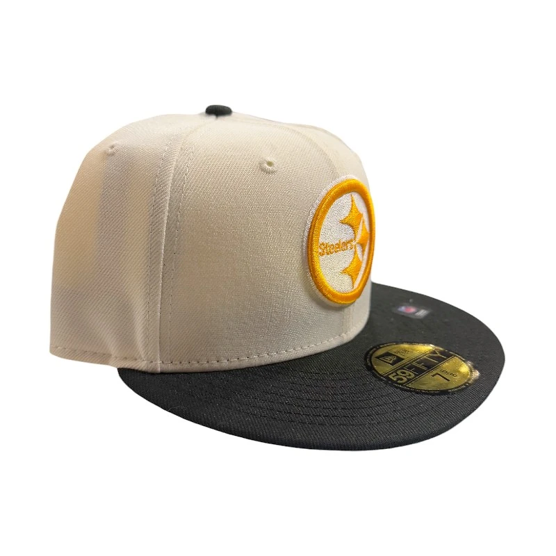 Pittsburgh Steelers Cream Two Tone Pro Image Sports Exclusive Chrome Collection New Era 59FIFTY Fitted Hat