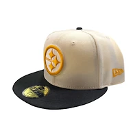 Pittsburgh Steelers Cream Two Tone Pro Image Sports Exclusive Chrome Collection New Era 59FIFTY Fitted Hat