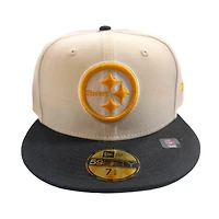 Pittsburgh Steelers Cream Two Tone Pro Image Sports Exclusive Chrome Collection New Era 59FIFTY Fitted Hat