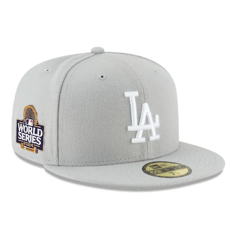 Los Angeles Dodgers Light Grey 2024 WS Participant Patch Gray UV New Era 59FIFTY Fitted Hat