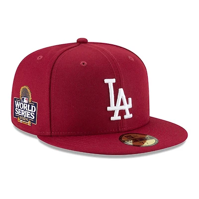 Los Angeles Dodgers Cardinal Red 2024 WS Participant Patch Gray UV New Era 59FIFTY Fitted Hat