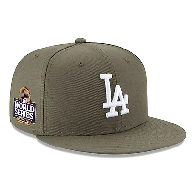 Los Angeles Dodgers Olive Green 2024 WS Participant Patch Gray UV New Era 59FIFTY Fitted Hat