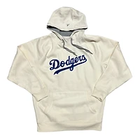 Los Angeles Dodgers Cream White Script Logo Victory Antigua Mens Long Sleeve Hoodie