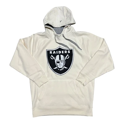 Las Vegas Raiders Cream White Script Logo Victory Antigua Mens Long Sleeve Hoodie