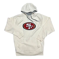 San Francisco 49ers Cream White Script Logo Victory Antigua Mens Long Sleeve Hoodie
