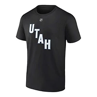Utah Hockey Club Logan Cooley Black Authentic Stack Name & Number T-Shirt