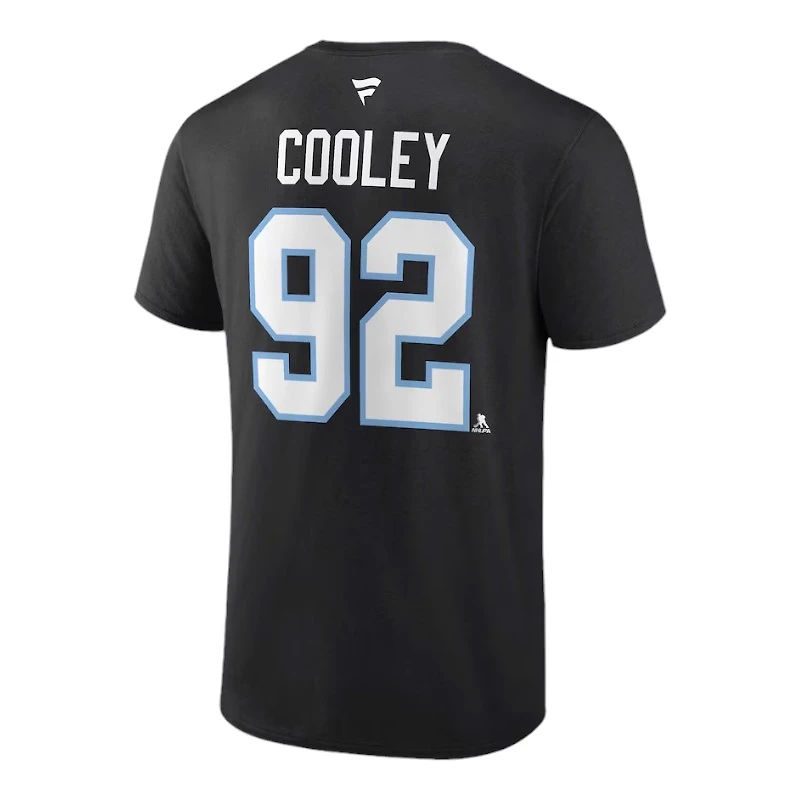 Utah Hockey Club Logan Cooley Black Authentic Stack Name & Number T-Shirt