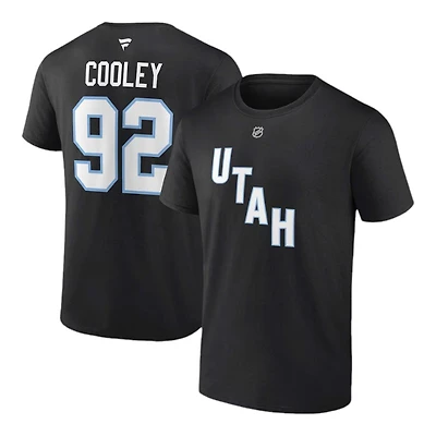 Utah Hockey Club Logan Cooley Black Authentic Stack Name & Number T-Shirt