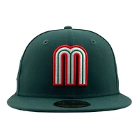 Mexico WBC Dark Green Gallo Side Patch Gray UV New Era 59FIFTY Fitted Hat