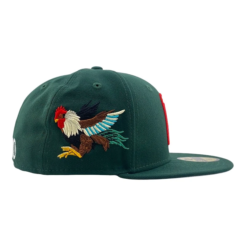 Mexico WBC Dark Green Gallo Side Patch Gray UV New Era 59FIFTY Fitted Hat