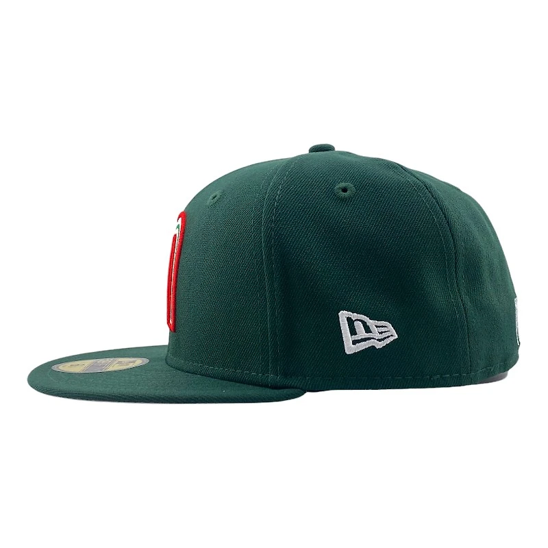 Mexico WBC Dark Green Gallo Side Patch Gray UV New Era 59FIFTY Fitted Hat