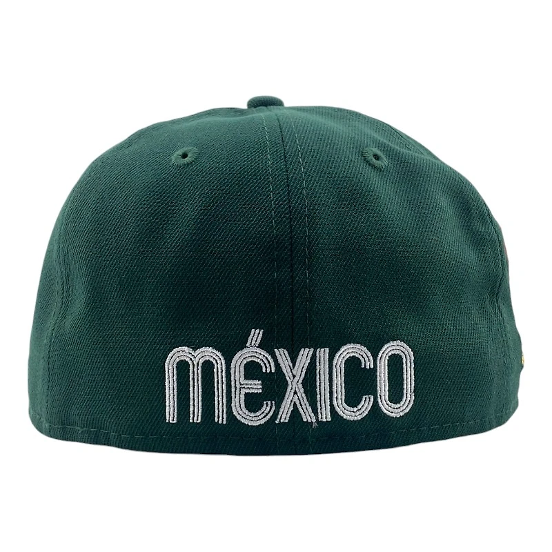 Mexico WBC Dark Green Gallo Side Patch Gray UV New Era 59FIFTY Fitted Hat