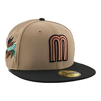 Mexico WBC Camel Brown and Black Gallo Side Patch Gray UV New Era 59FIFTY Fitted Hat