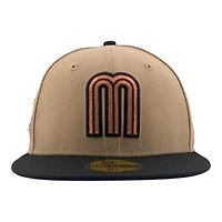 Mexico WBC Camel Brown and Black Gallo Side Patch Gray UV New Era 59FIFTY Fitted Hat