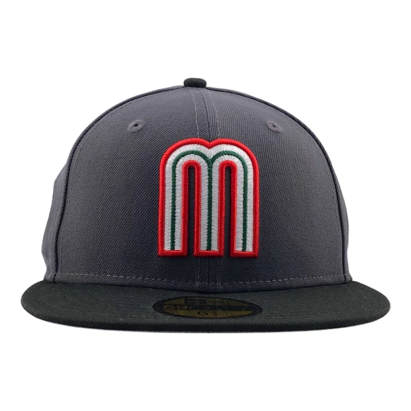 Mexico WBC Graphite and Black Aztec Side Patch Gray UV New Era 59FIFTY Fitted Hat