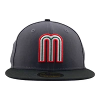 Mexico WBC Graphite and Black Aztec Side Patch Gray UV New Era 59FIFTY Fitted Hat