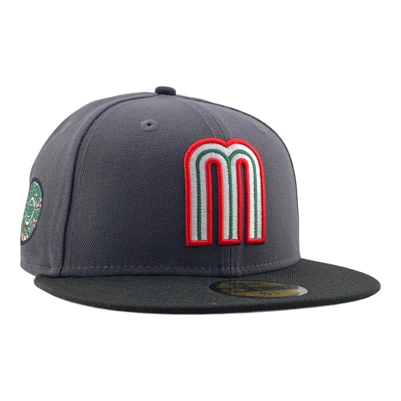 Mexico WBC Graphite and Black Aztec Side Patch Gray UV New Era 59FIFTY Fitted Hat