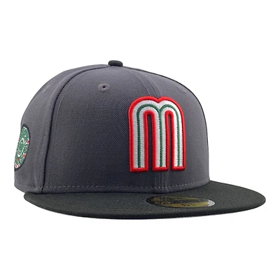 Mexico WBC Graphite and Black Aztec Side Patch Gray UV New Era 59FIFTY Fitted Hat
