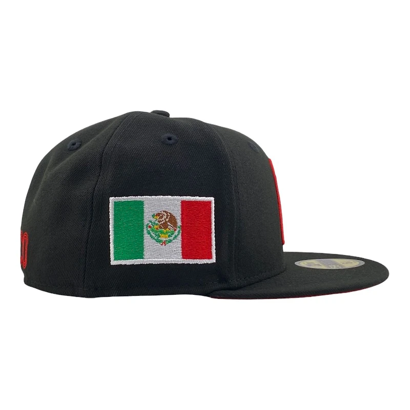 Mexico WBC All Black Flag Patch Gray UV New Era 59FIFTY Fitted Hat