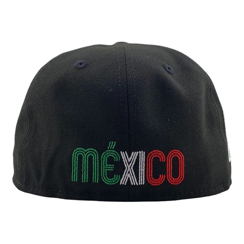 Mexico WBC All Black Flag Patch Gray UV New Era 59FIFTY Fitted Hat