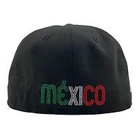 Mexico WBC All Black Flag Patch Gray UV New Era 59FIFTY Fitted Hat
